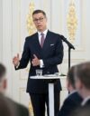 Tasavallan presidentti Alexander Stubb tapasi politiikan toimittajia Presidentinlinnassa.