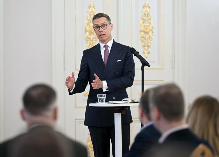 Tasavallan presidentti Alexander Stubb tapasi politiikan toimittajia Presidentinlinnassa.