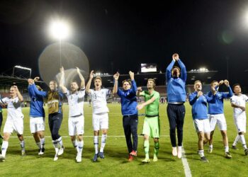 Huuhkajat kiitti fanejaan pelin jälkeen EM-karsintaottelussa Suomi–Liectenstein.