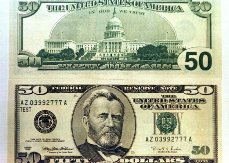 Viidenkymmenen dollarin seteliä koristaa Yhdysvaltain sisällissodan sankari, kenraali Ulysses Grant, joka oli presidenttinä 1869-77.